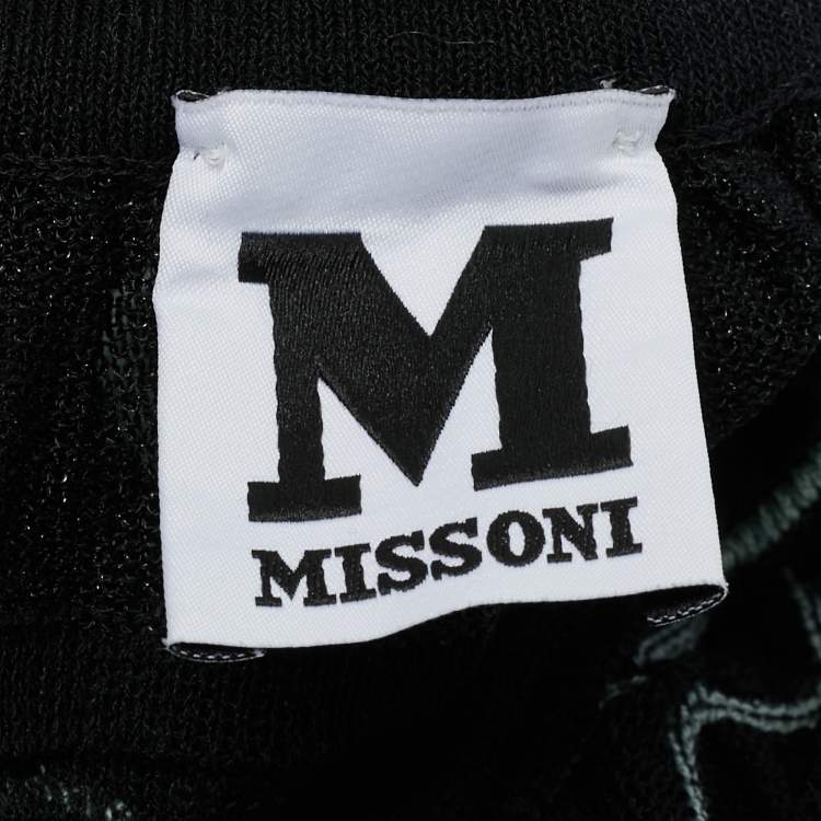 Pre Owned M Missoni Black Patterned Knit V-Neck Flared Top M