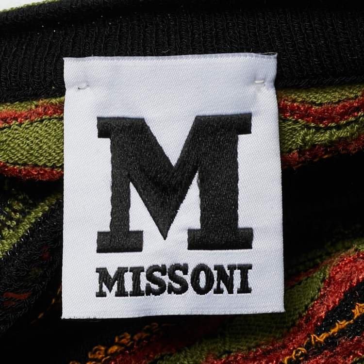 Pre Owned M Missoni Green Patterned Knit Full Sleeve Top M