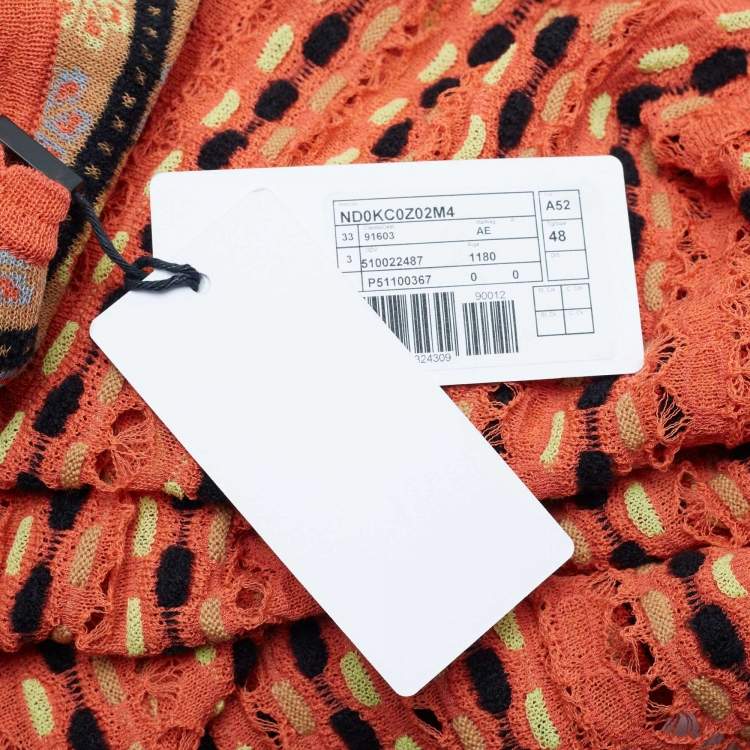 Pre Owned M Missoni Orange Patterned Knit Full Sleeve Top L