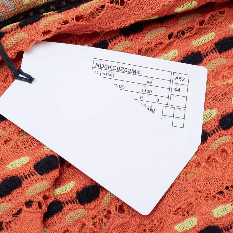 Pre Owned M Missoni Orange Patterned Knit Full Sleeve Top M