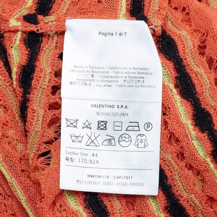 Pre Owned M Missoni Orange Patterned Knit Full Sleeve Top M