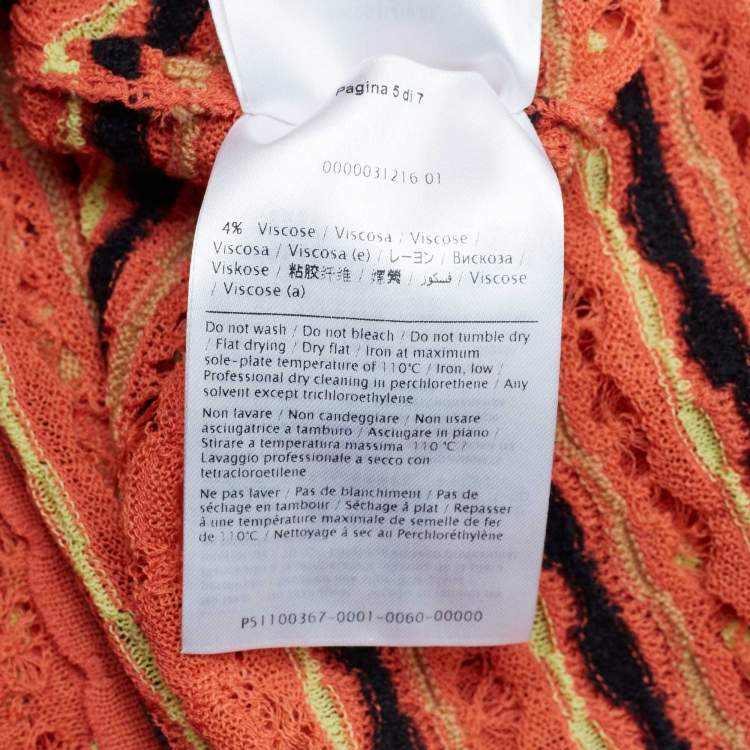 Pre Owned M Missoni Orange Patterned Knit Full Sleeve Top M