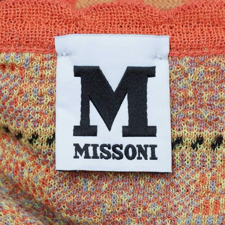 Pre Owned M Missoni Orange Patterned Knit Full Sleeve Top M