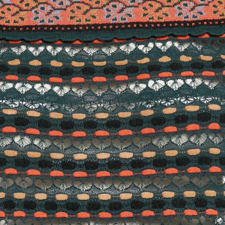 Pre Owned M Missoni Teal Blue Floral Perforated Knit Top M