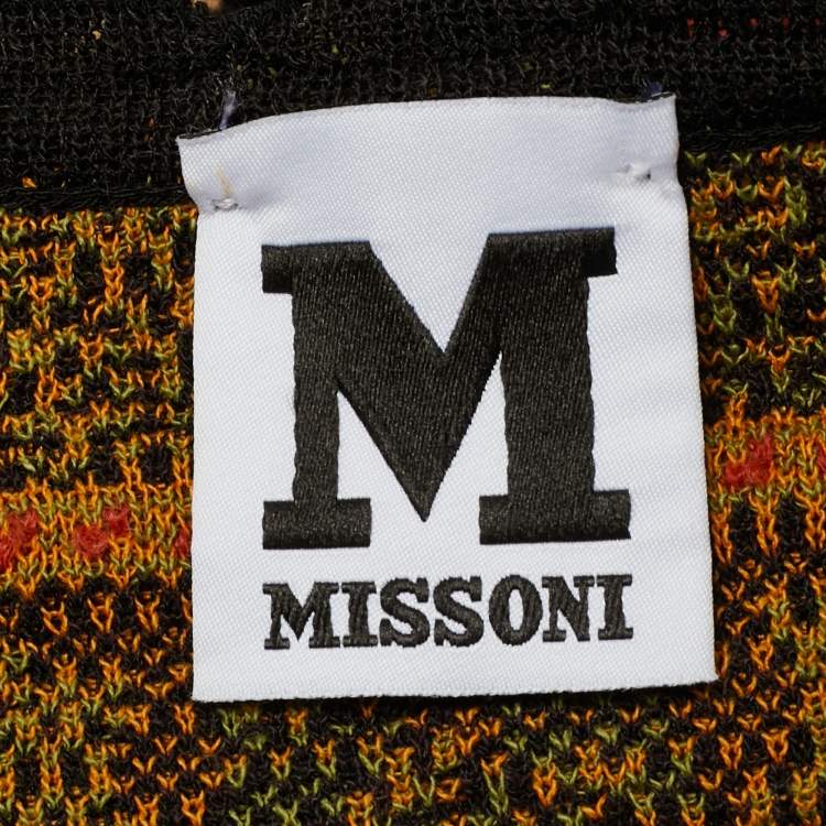 Pre Owned M Missoni Black/Orange Floral Perforated Knit Top S