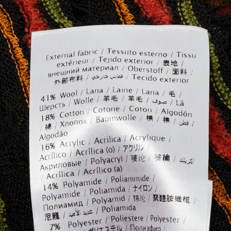 Pre Owned M Missoni Black/Orange Floral Perforated Knit Top L