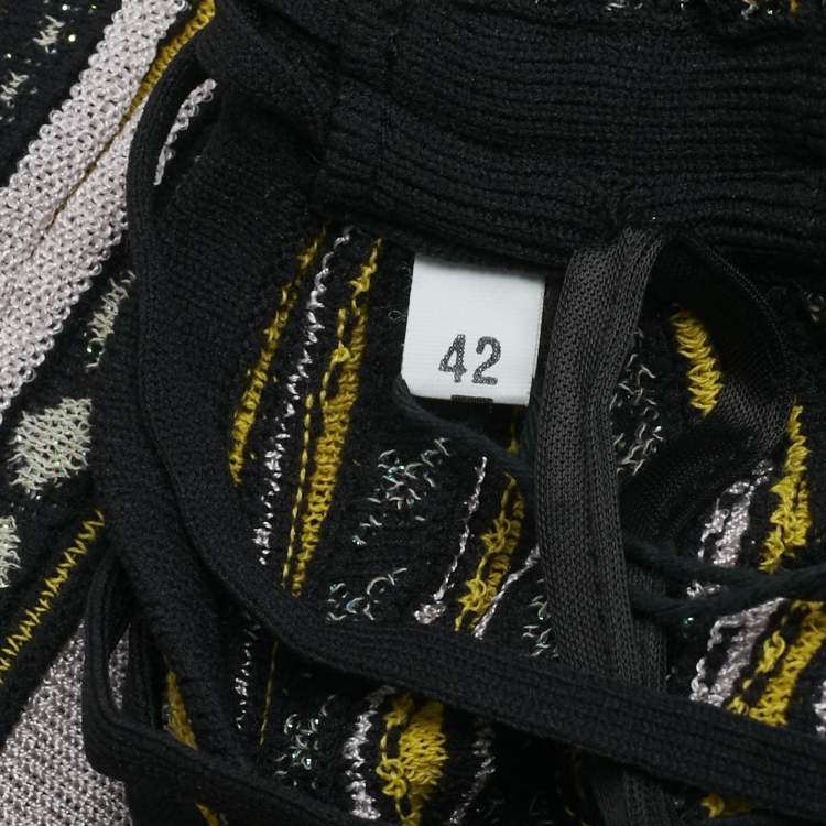 مملوكة مسبقًا M Missoni Yellow / Black Patterned Lurex Knit Sleeveless Midi Dress M