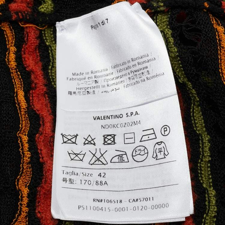 Pre Owned M Missoni Black/Orange Floral Perforated Knit Top M