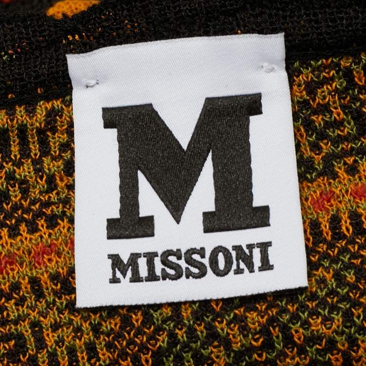 Pre Owned M Missoni Black/Orange Floral Perforated Knit Top M