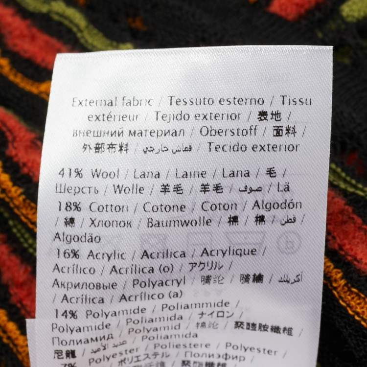 Pre Owned M Missoni Black/Orange Floral Perforated Knit Top S