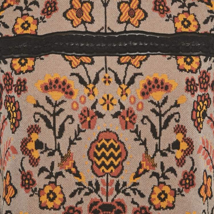 Pre Owned M Missoni Grey Patterned Knit Sleeveless Top L