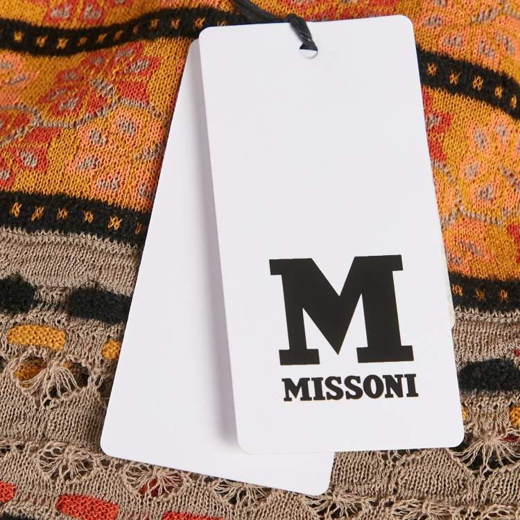 Pre Owned M Missoni Grey Floral Perforated Knit Top M