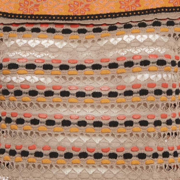 Pre Owned M Missoni Grey Floral Perforated Knit Top M