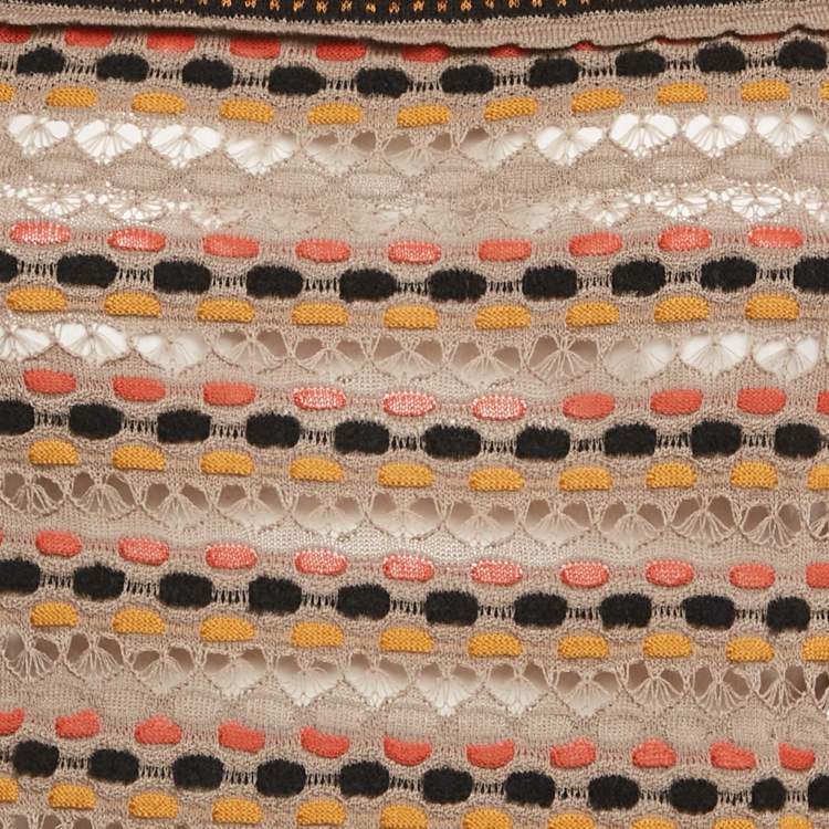 Pre Owned M Missoni Grey Floral Perforated Knit Top S