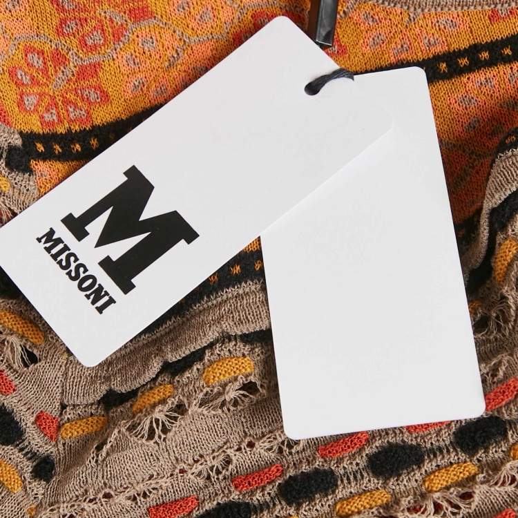 Pre Owned M Missoni Grey Floral Perforated Knit Top S