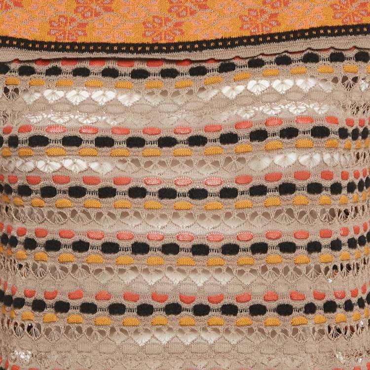 Pre Owned M Missoni Grey Floral Perforated Knit Top S