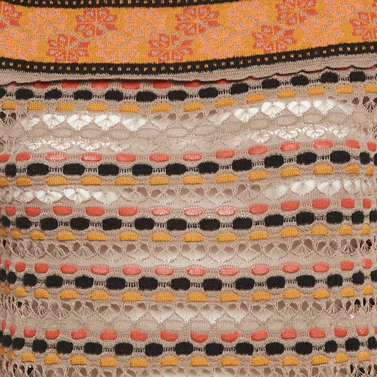 Pre Owned M Missoni Grey Floral Perforated Knit Top L