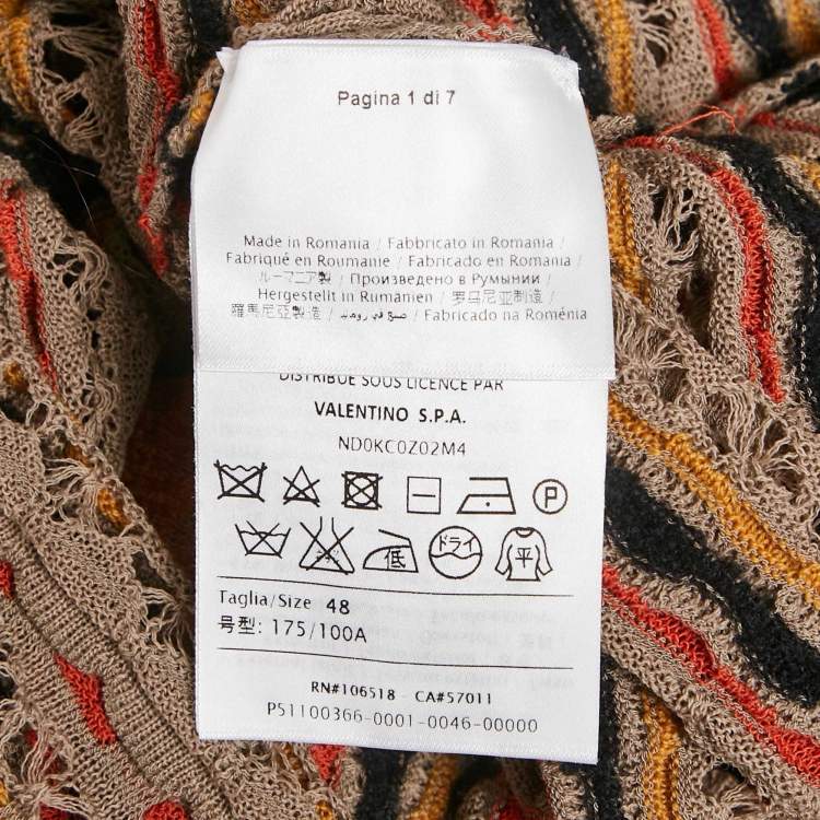 Pre Owned M Missoni Grey Floral Perforated Knit Top L