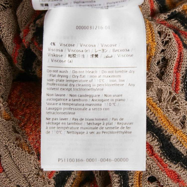 Pre Owned M Missoni Grey Floral Perforated Knit Top L