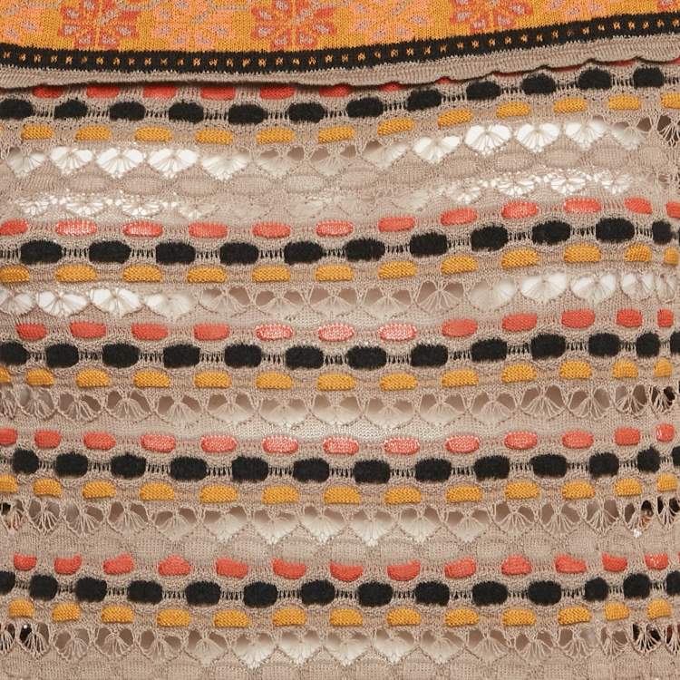 مملوكة مسبقًا M Missoni Grey Floral Perforated Knit Top M