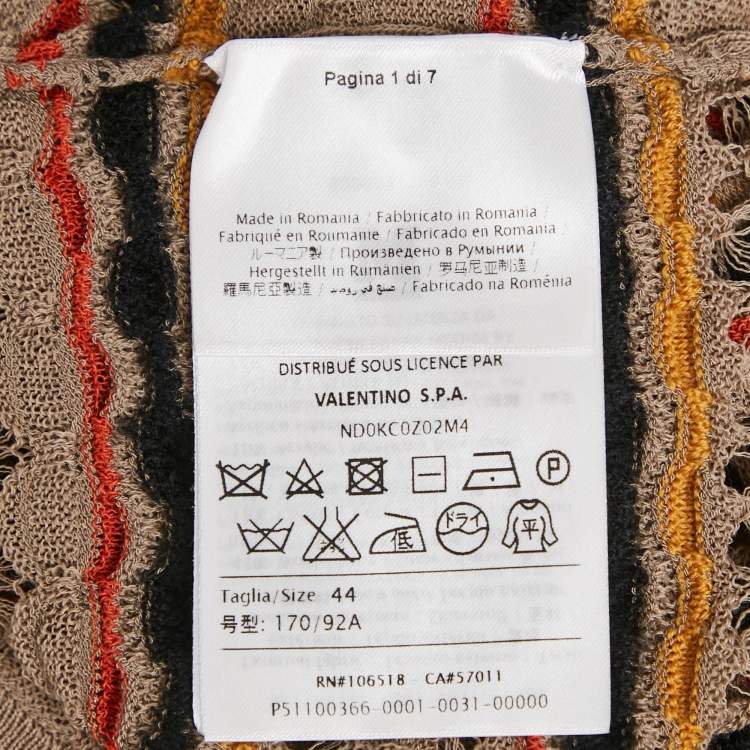 مملوكة مسبقًا M Missoni Grey Floral Perforated Knit Top M