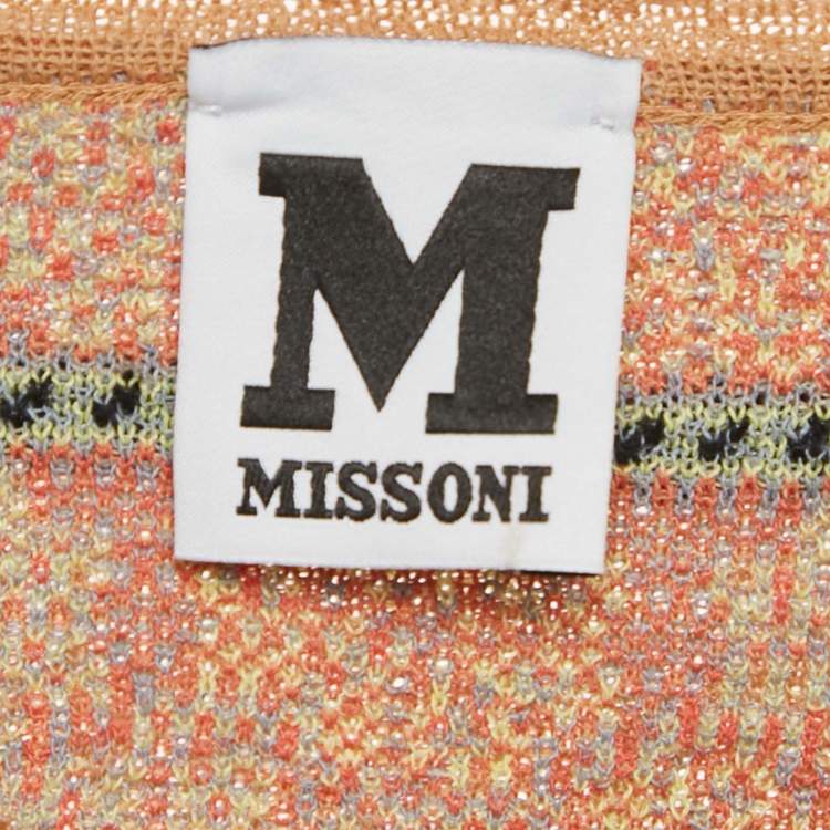 مملوكة مسبقًا M Missoni Beige Floral Perforated Knit Top M