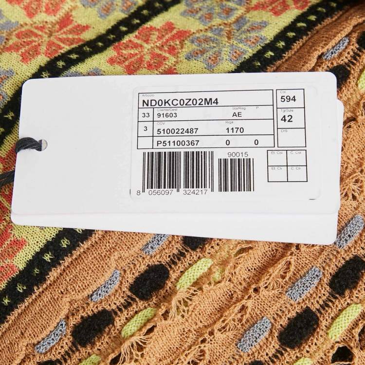 مملوكة مسبقًا M Missoni Beige Floral Perforated Knit Top M