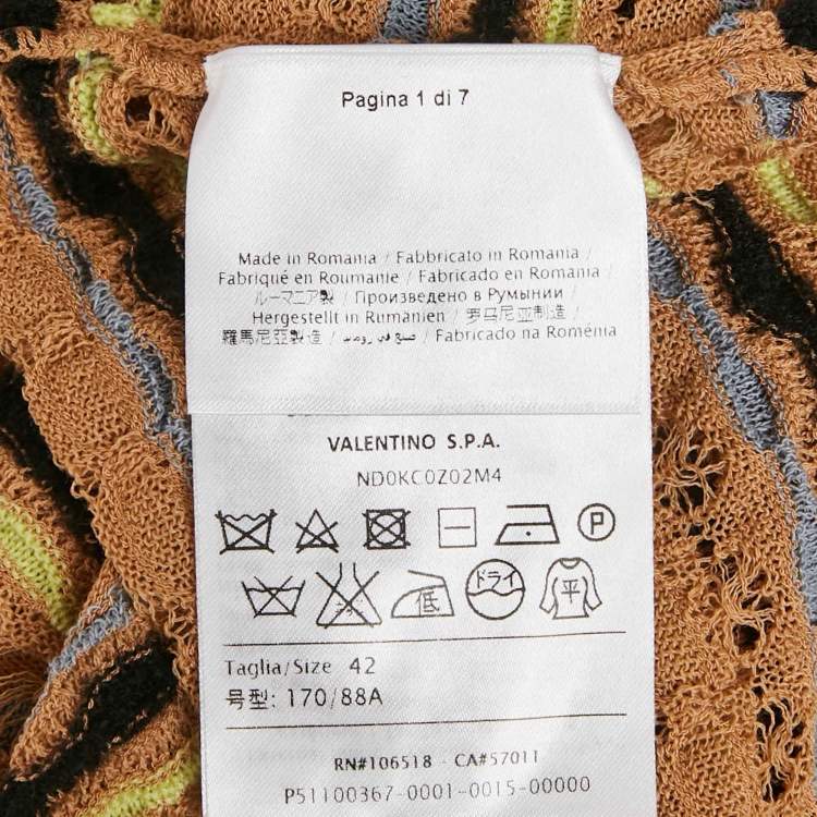 مملوكة مسبقًا M Missoni Beige Floral Perforated Knit Top M