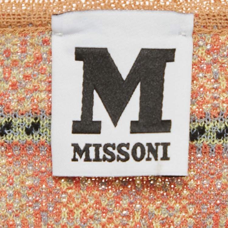 Pre Owned M Missoni Beige Floral Perforated Knit Top L