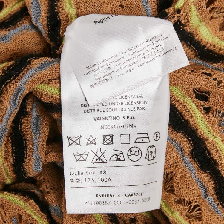 Pre Owned M Missoni Beige Floral Perforated Knit Top L