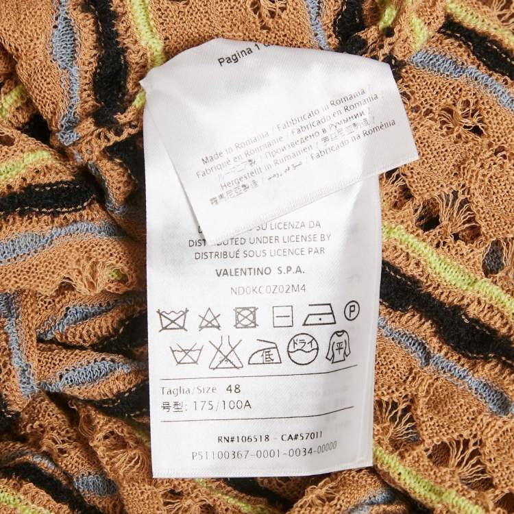 Pre Owned M Missoni Beige Floral Perforated Knit Top L