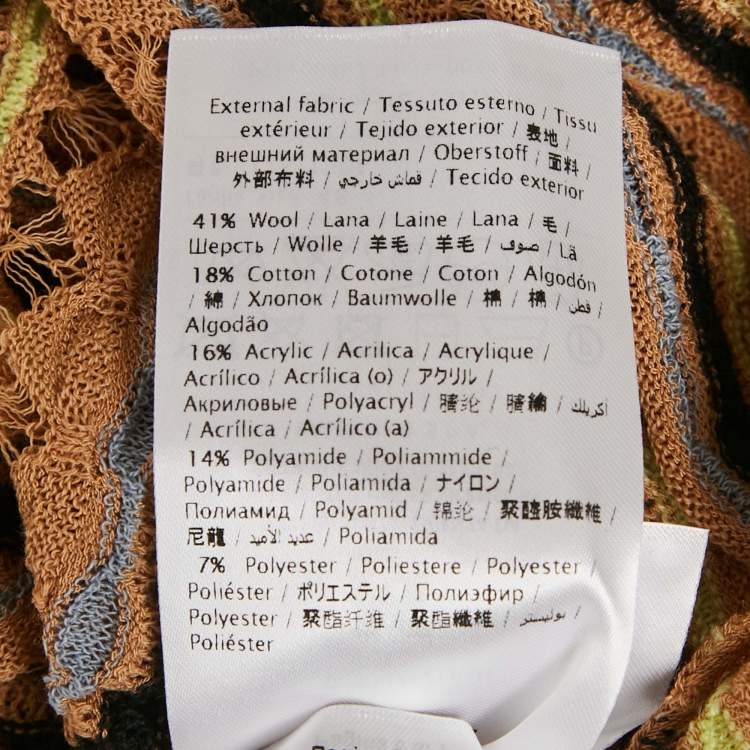 Pre Owned M Missoni Beige Floral Perforated Knit Top L