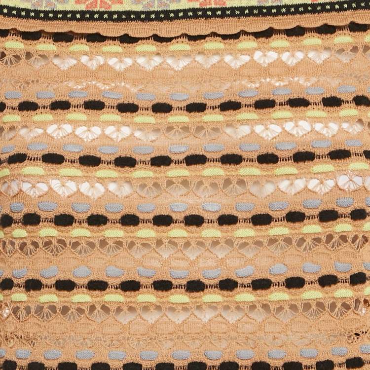 Pre Owned M Missoni Beige Floral Perforated Knit Top L