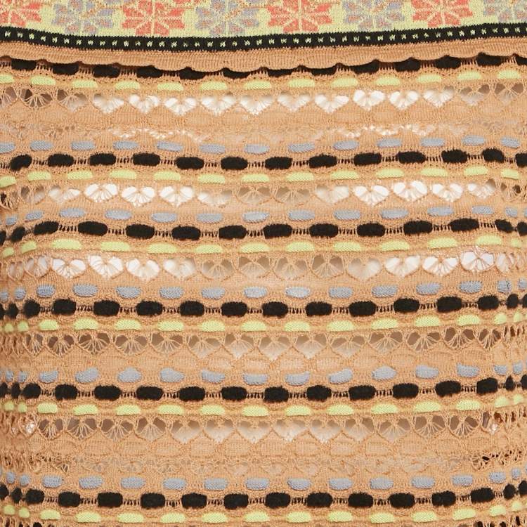 Pre Owned M Missoni Beige Floral Perforated Knit Top S