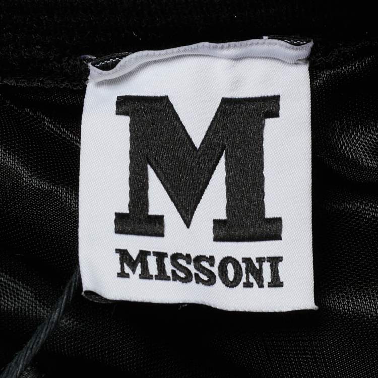 Pre Owned M Missoni Black/Orange Perforated Knit Maxi Skirt S