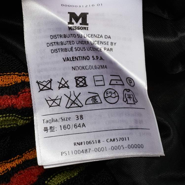 Pre Owned M Missoni Black/Orange Perforated Knit Maxi Skirt S