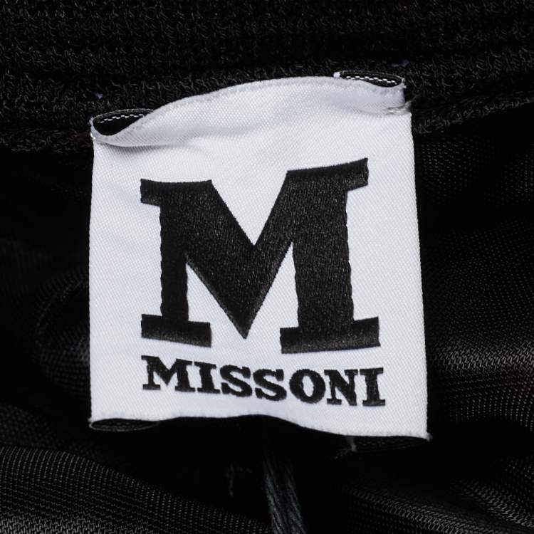 Pre Owned M Missoni Black/Orange Perforated Knit Maxi Skirt M