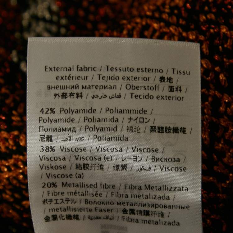 Pre Owned M Missoni Black/Orange Patterned Lurex Knit V-Neck Midi Dress S