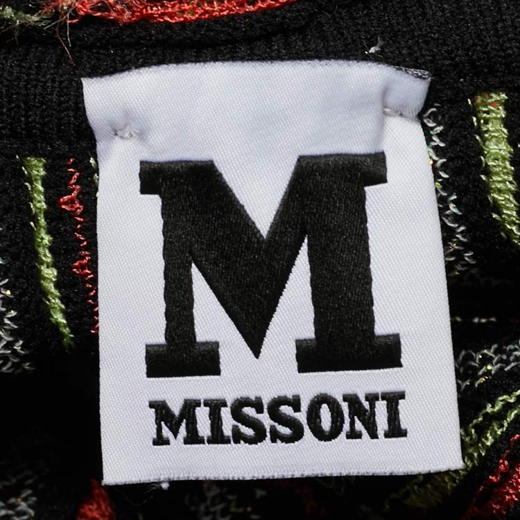 Pre Owned M Missoni Green/Orange Alga and Bubble Pattern Knit Midi Dress M