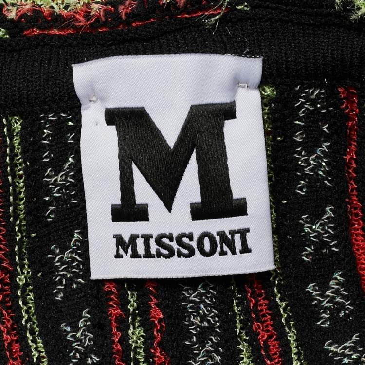 Pre Owned M Missoni Green/Orange Alga and Bubble Pattern Knit Midi Dress L