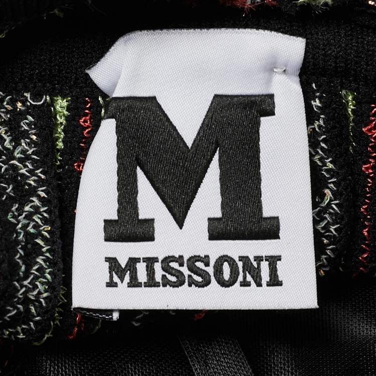 Pre Owned M Missoni Green/Orange Alga and Bubble Pattern Knit Midi Dress M