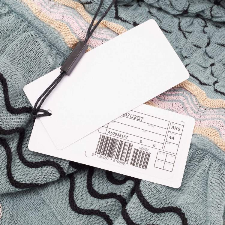 Pre Owned M Missoni Blue Patterned Knit V-Neck Flared Top M