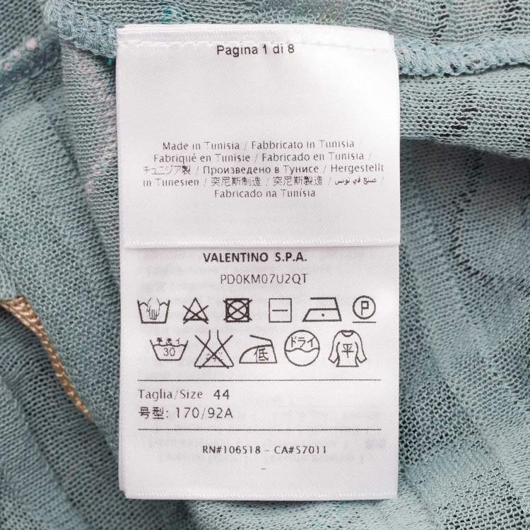 Pre Owned M Missoni Blue Patterned Knit V-Neck Flared Top M