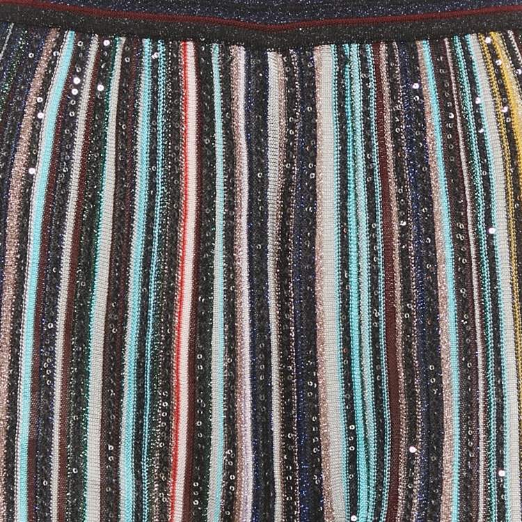 Pre Owned M Missoni Black Sequin Lurex Knit Flared Pants L