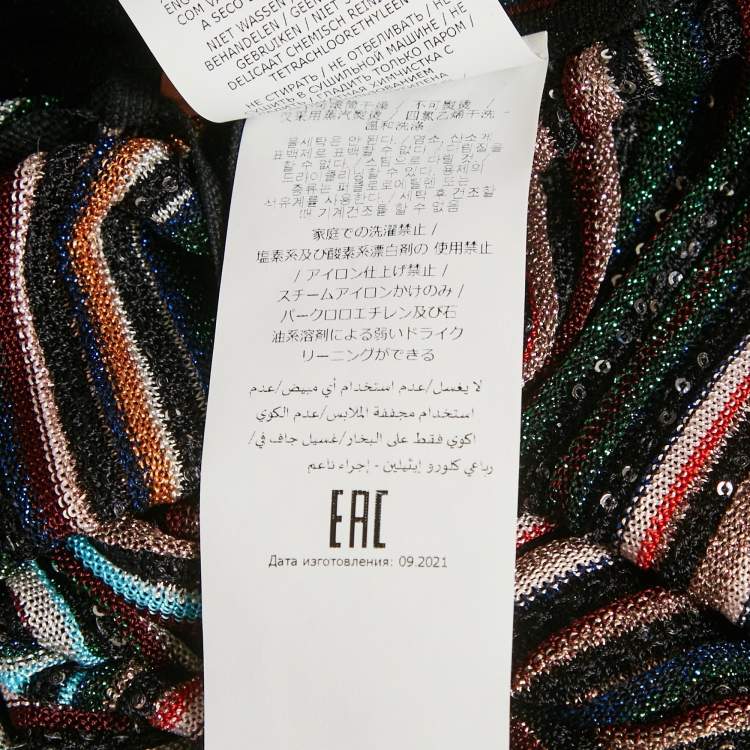 Pre Owned M Missoni Black Sequin Lurex Knit Flared Pants L