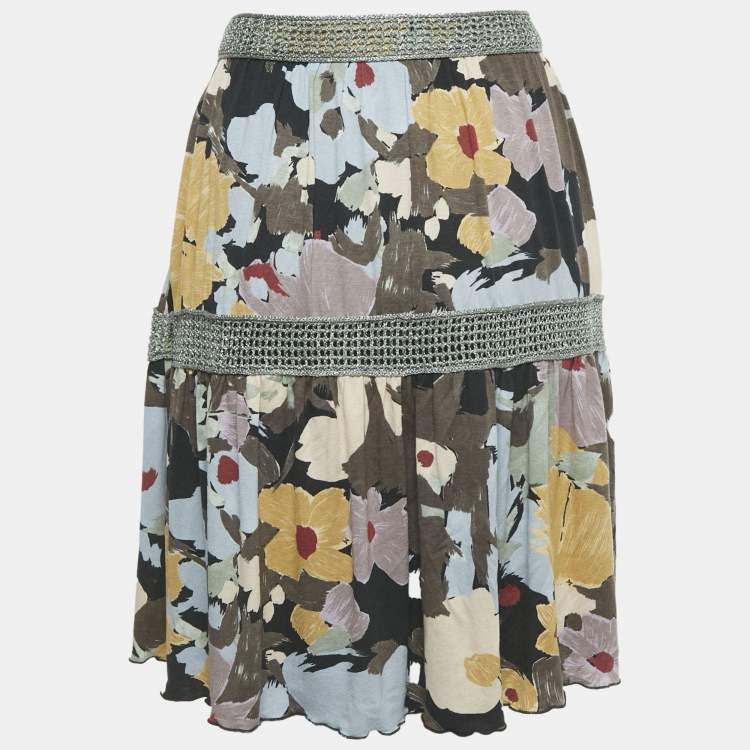 Pre Owned M Missoni Grey Printed Jersey Short Skirt M