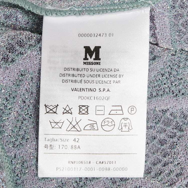 Pre Owned توب إم ميزوني لوريس حياكة أزرق طاووسي برقبة V مقاس متوسط - ميديم