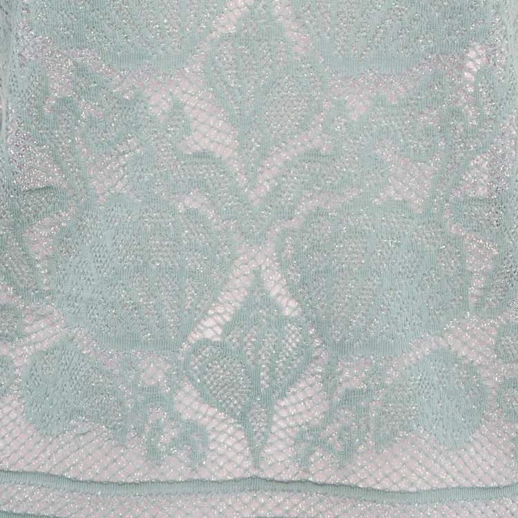 Pre Owned توب إم ميزوني لوريس حياكة أزرق طاووسي برقبة V مقاس متوسط - ميديم