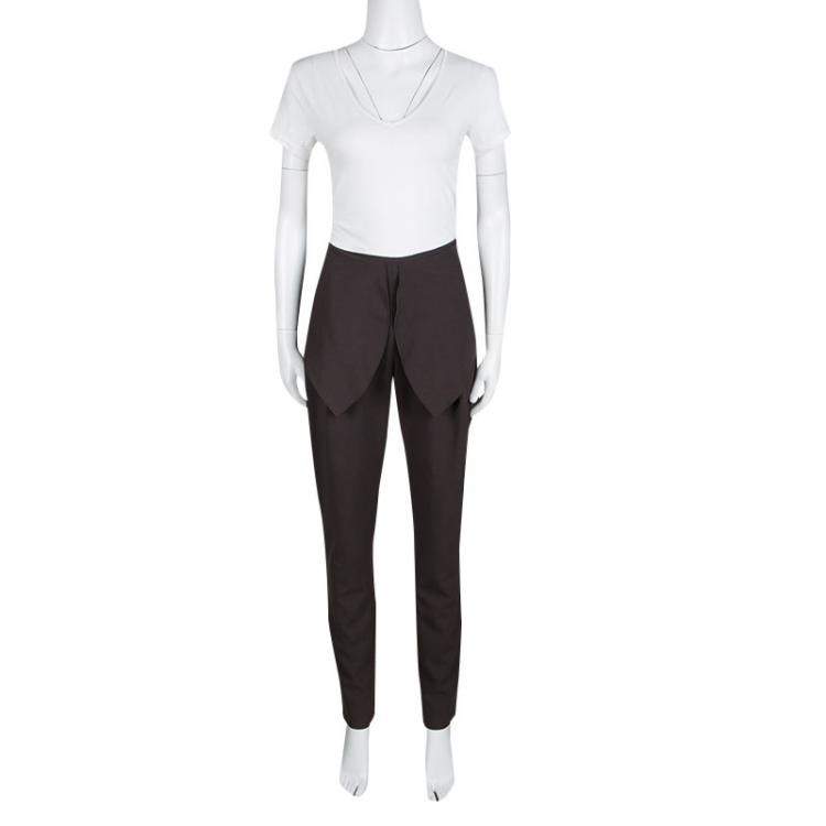 Pre Owned M Missoni Brown Drape Detail High Waist Pants M