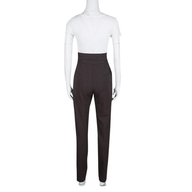 Pre Owned M Missoni Brown Drape Detail High Waist Pants M